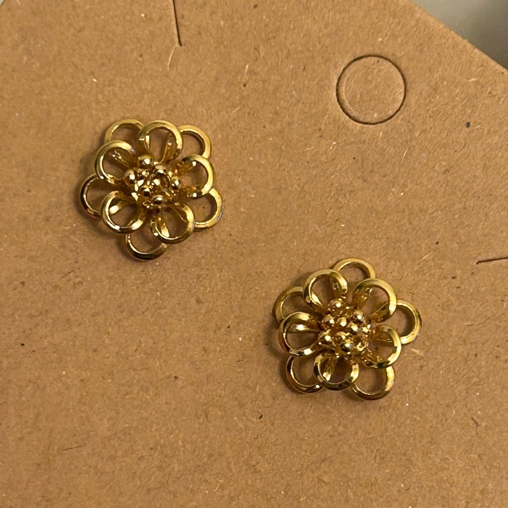 Vintage Gold Plated Monet Floral Post Earrings